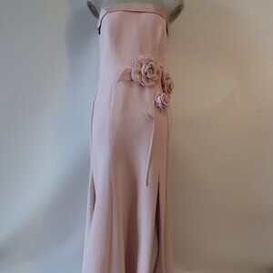 Womens Lucian Matis Light Pink Strapless Floral Design Evening Gown/Dress 8